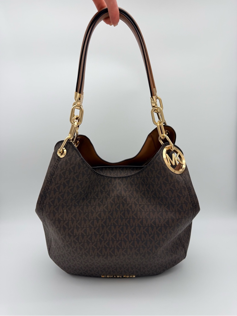 Michael Kors Brown Signature MK Hobo Shoulder Bag